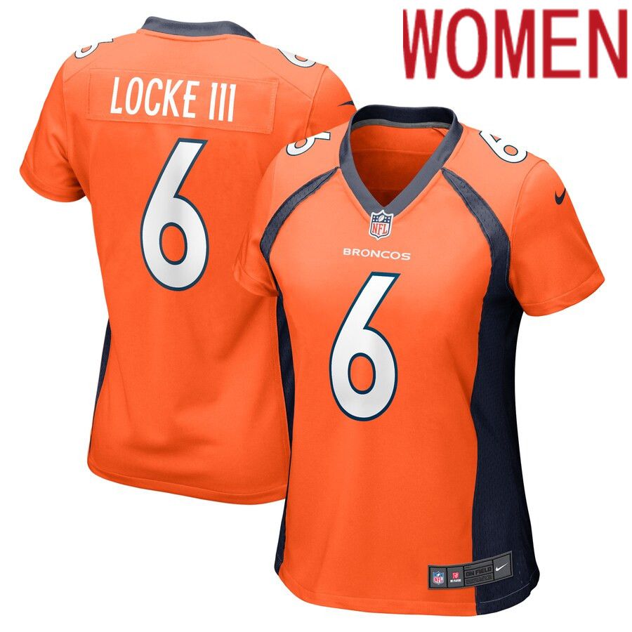 Women Denver Broncos #6 P.J. Locke Nike Orange Game Player NFL Jersey->women nfl jersey->Women Jersey